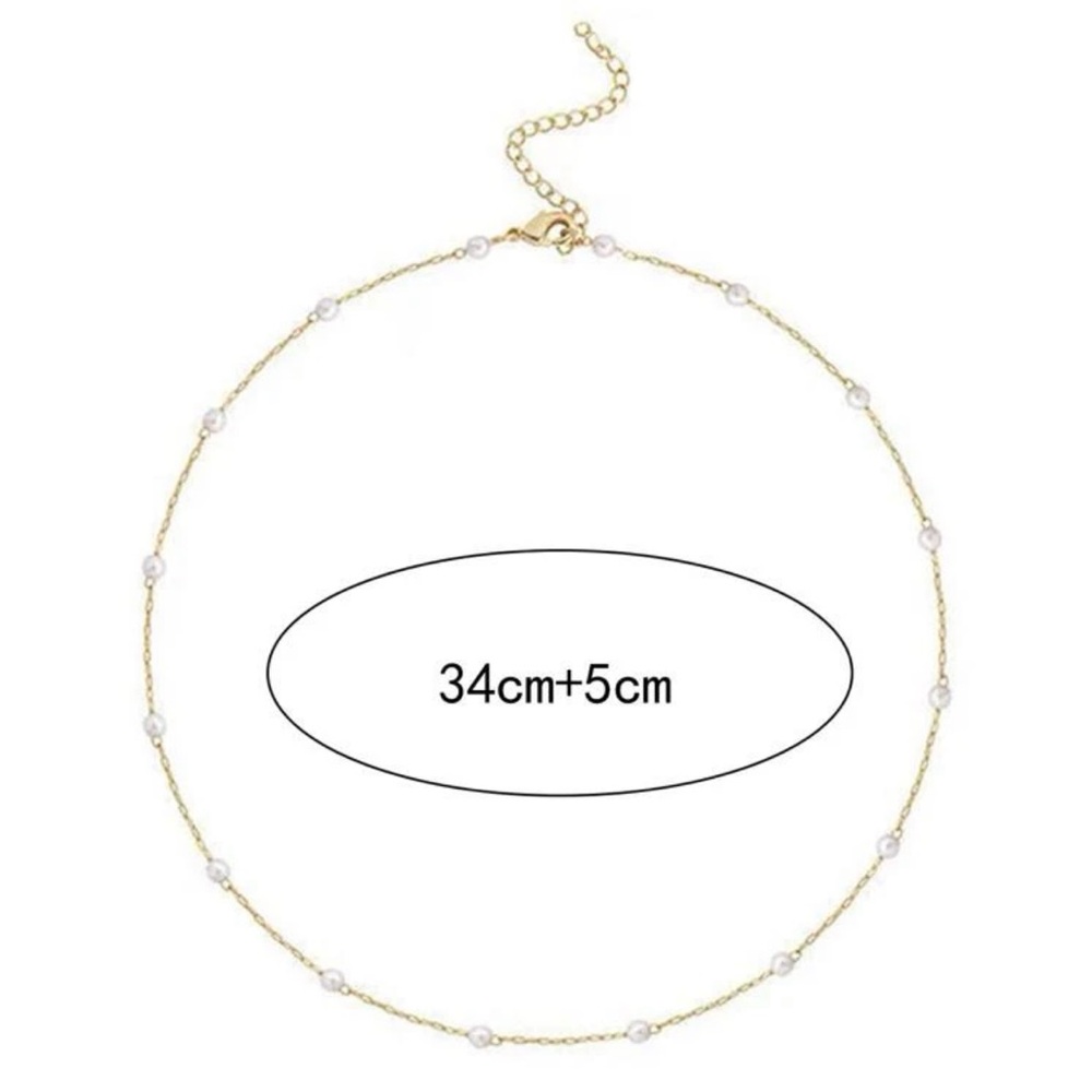 ⚠️Clearance Faux Pearl Yellow Gold Choker Necklace - Picture 3 of 3